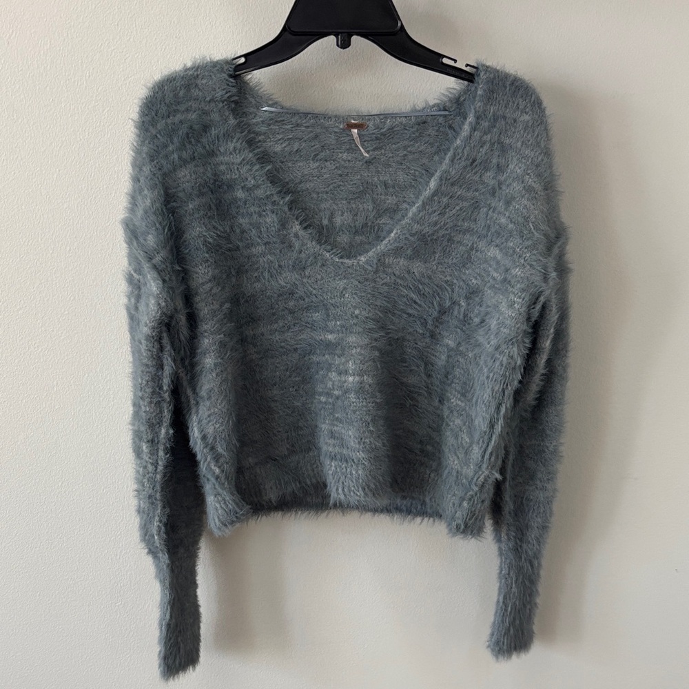 Free People Cropped Fuzzy Sweater